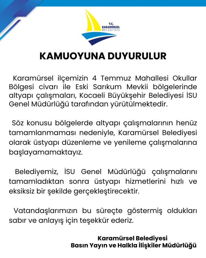 KAMUOYUNA DUYURULUR